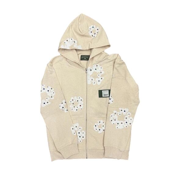 DENIM TEARS Other - Size XL - Denim Tears Rhinestone Cotton Wreath Oatmeal Zip Up Hoodie Brand New!